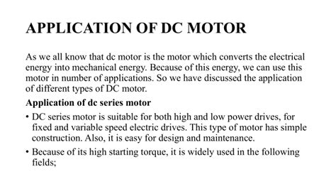 Application Of Dc Series Motor