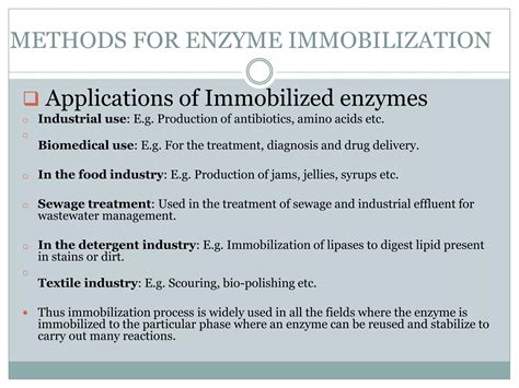 Application Of Enzyme Immobilization