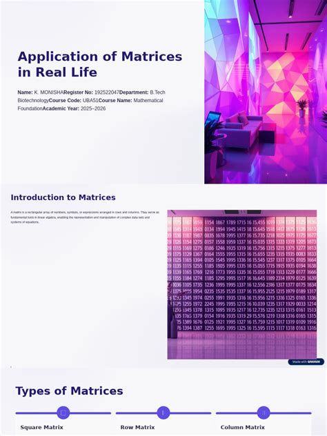Application Of Matrices In Real Life