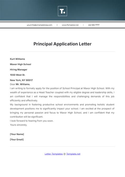 application to principal format
