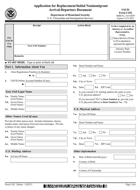 Read Online Application For Replacement Initial Nonimmigrant Arrival 