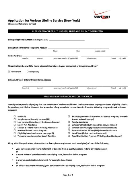 Read Application For Verizon Lifeline Service Pdf 