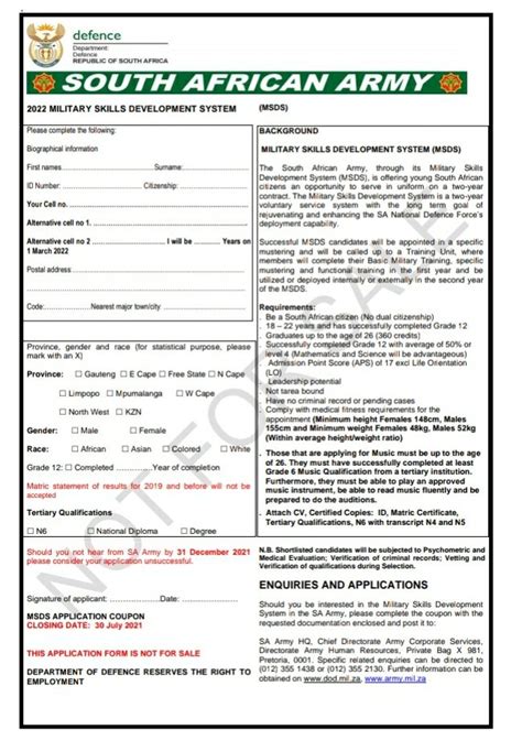 Download Application Form Sandf 