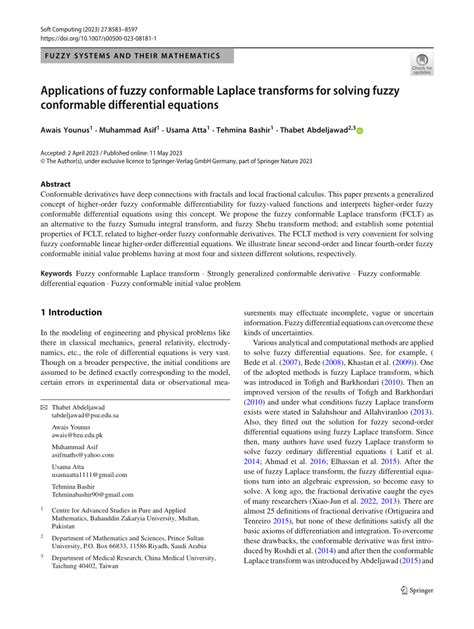 Applications Of Fuzzy Laplace Transforms Springer