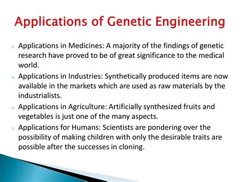 Applications Of Genetic Engineering Answer Key