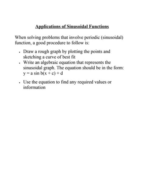 applications of sinusoidal functions