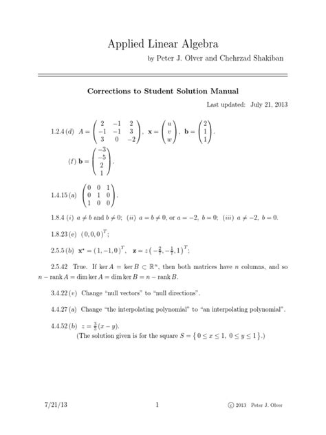 Applied Linear Algebra University Of Minnesota