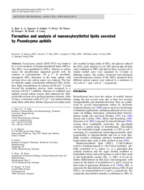 Applied Microbial And Cell Physiology