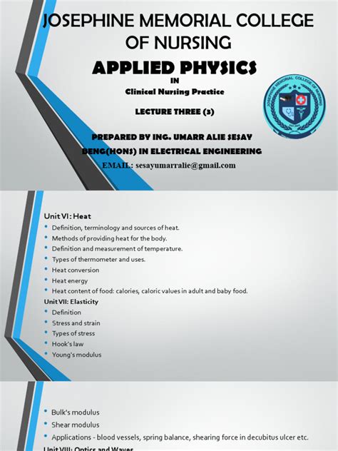 Applied Physics In Nursing