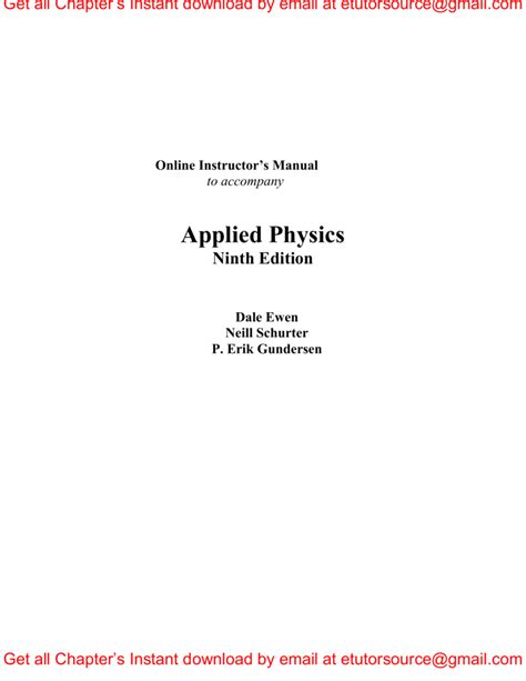 Applied Physics Ninth Edition 9th Edition By Dale Ewen Neill Schurter And P Erik Gundersen Hardcover Us Edition Textbook 2009 Publication