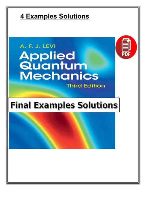 Applied Quantum Mechanics Levi Solutions