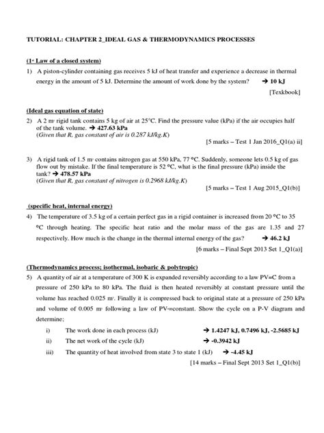 Applied Thermodynamics Tutorial 2 Gas Compressors Study
