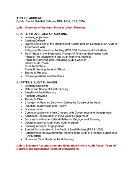 Read Applied Auditing By Cabrera Chapter 1 