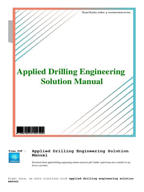 Read Online Applied Drilling Engineering Solution Manual Free 