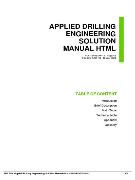 Read Online Applied Drilling Engineering Solution Manual Html 