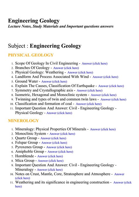 Read Online Applied Engineering Geology Notes 