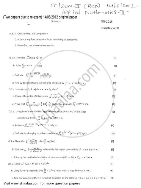 Read Online Applied Mathematics 2 Diploma Question Paper 