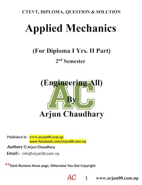 Download Applied Mechanics Mechanical Engineering 3Rd Sem Diploma 