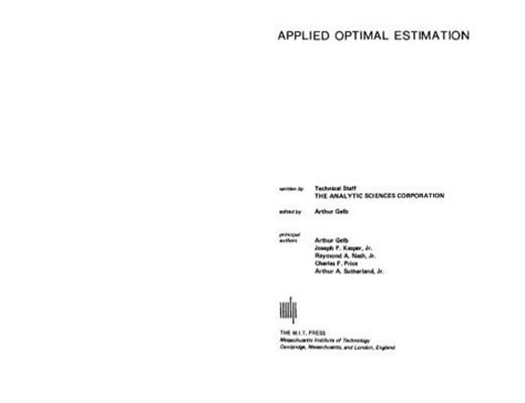 Download Applied Optimal Estimation Mit Press Pdf 