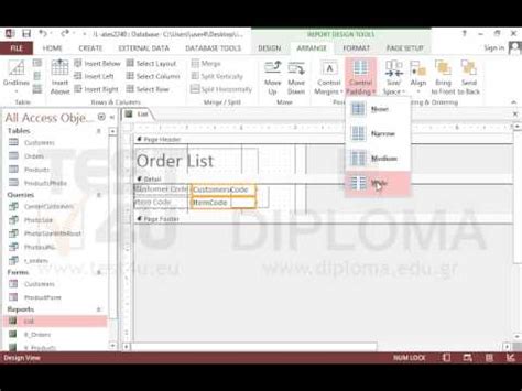 Apply The None Padding Option To The Entire Report Layout