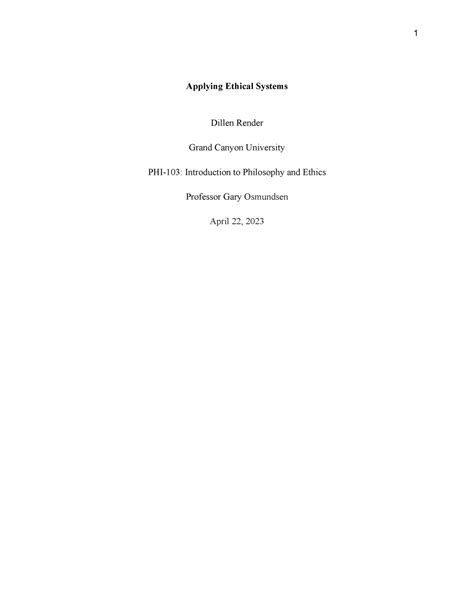 Applying Ethical Systems Phi 103