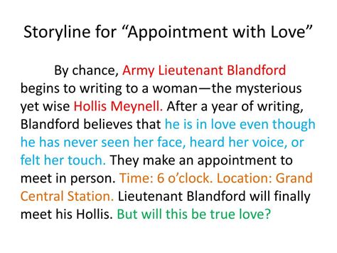 Appointment With Love Summary
