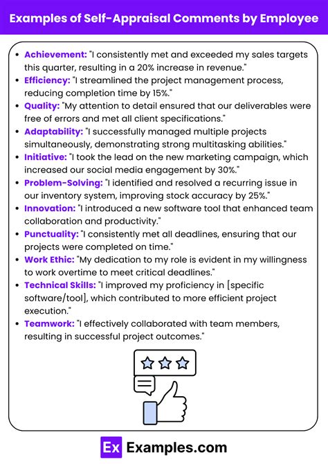 Appraisal Comment Examples By Appraisee