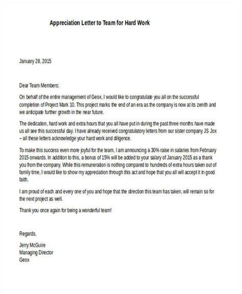 appreciation letter for team effort