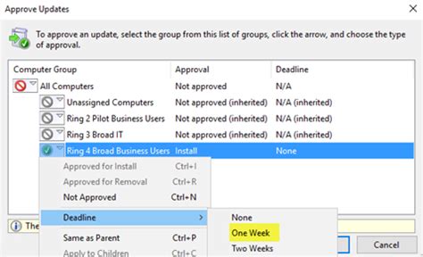 Approval Deadline Wsus