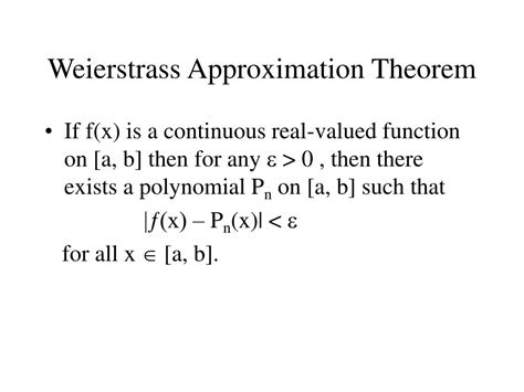 approximation theorem of weierstrass biography