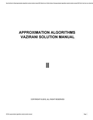 Read Approximation Algorithms Vazirani Solutions Manual 