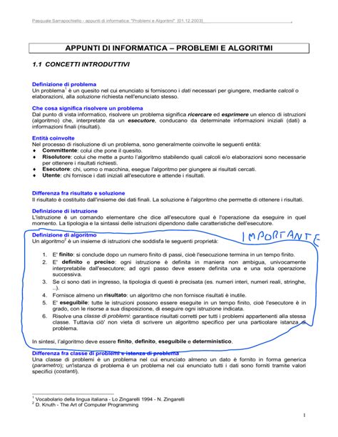 Appunti Di Informatica Problemi E Algoritmi
