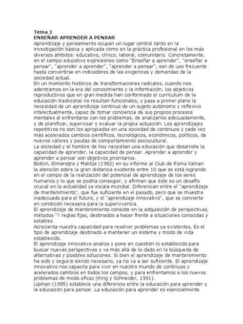 Aprender A Pensar