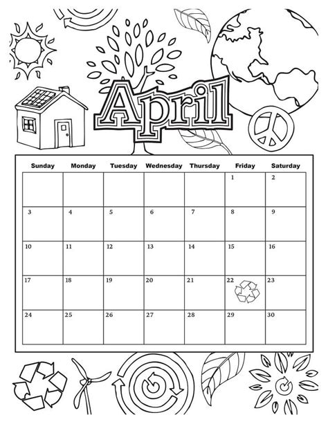 April Calendar And Coloring Page The Purposeful Nest April Calendar For Kids - April Calendar For Kids