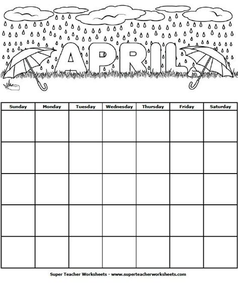 April Calendar For Kids Free Printable Buggy And April Calendar For Kids - April Calendar For Kids