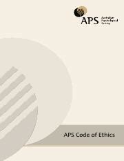 Aps Code Of Ethics Reference Apa 7