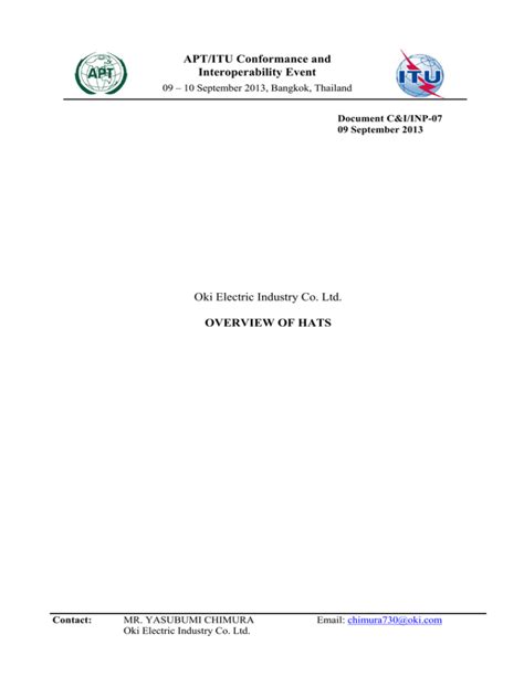  Apt Itu Conformance And Interoperability Workshop