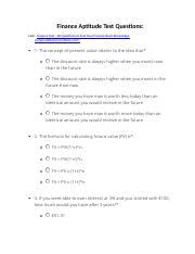 Aptitude Test On Finance