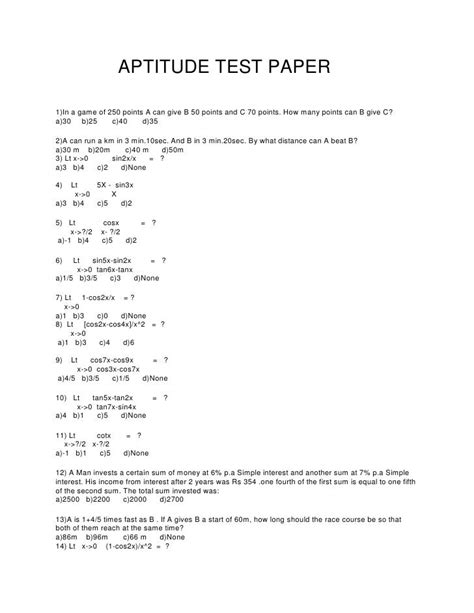 Read Aptitude Test Papers With Answers Free Download 