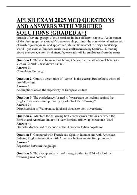 Apush 2024 Mcq