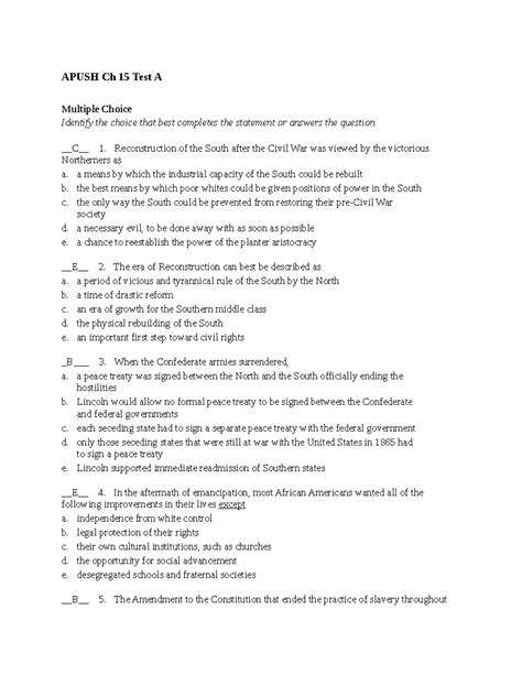 Apush Chapter 15 Test