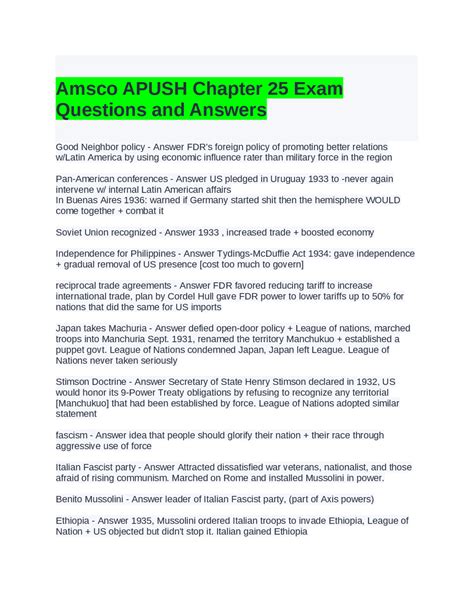 Apush Chapter 25 Test Answers