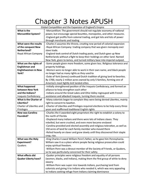 Apush Chapter 3 Notes