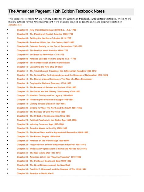 Apush Notes American Pageant 12th Edition