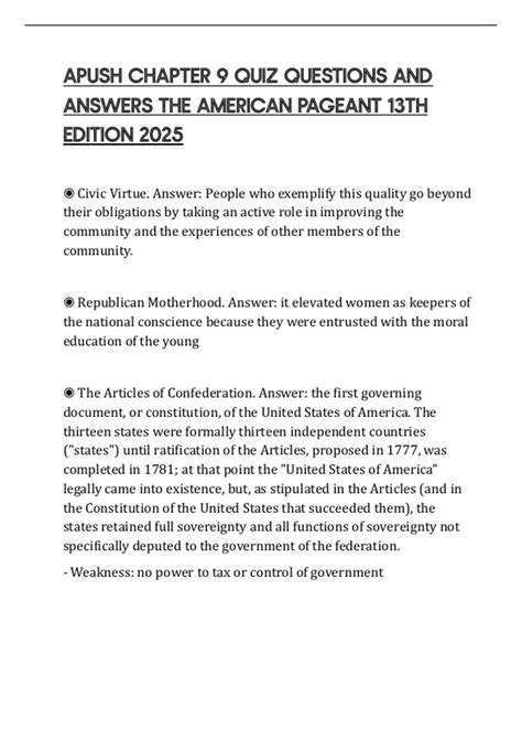 apush pageant chapter answers