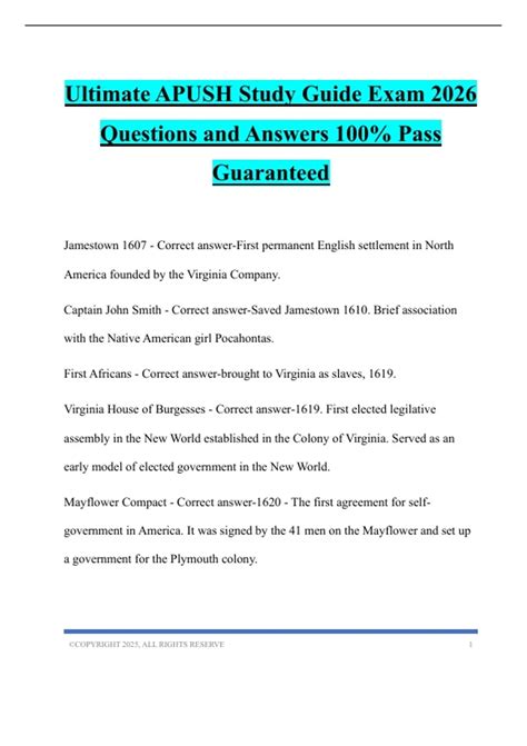 Apush Study Guide Answers
