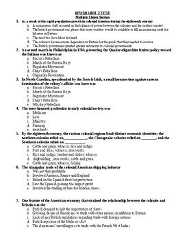 Apush Unit 2 Test