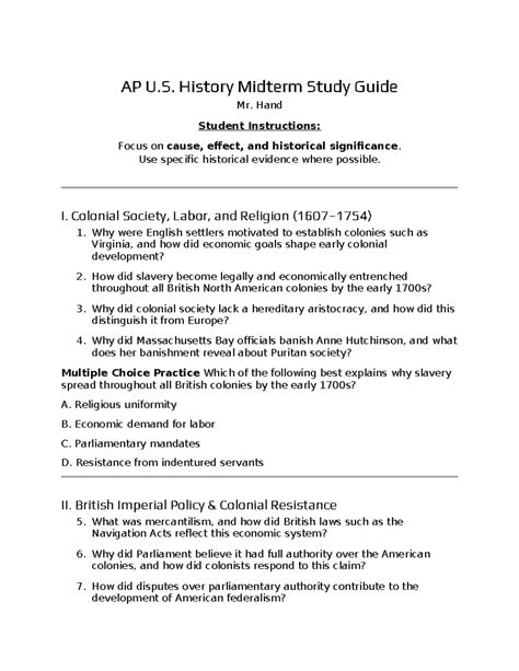 Read Apush Midterm Study Guide 