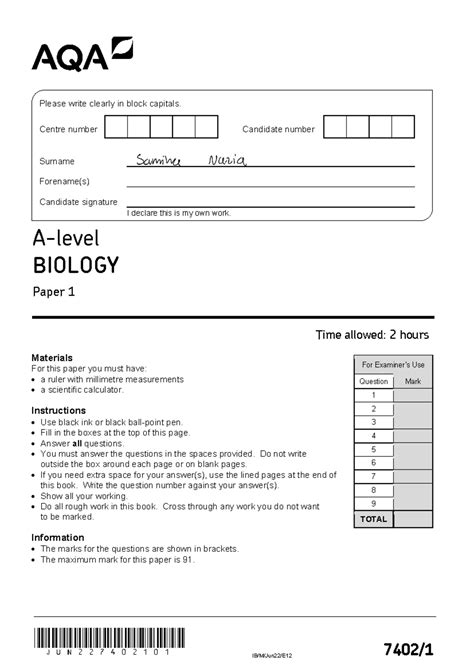 aqa a level biology 3x 2014