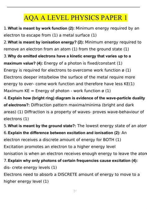 Aqa A Level Physics